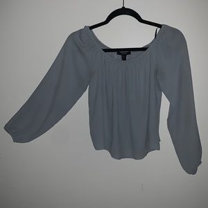 Pewter Blue Off-The-Shoulder Blouse.